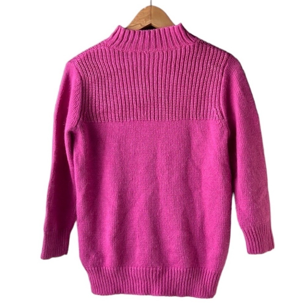 RICKIS ANGORA RABBIT Wool Acrylic Blend Pink Knit Mock Neck Sweater Size Small